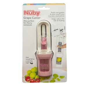 Nuby NEW Grape Cutter‎ Pink Travel Lid Helps Reduce Choking Risk fruit snacks